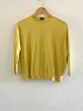 Snobby Sheep Milano Silk Cotton Blend Crew Neck Sweater Yellow Sz 6
